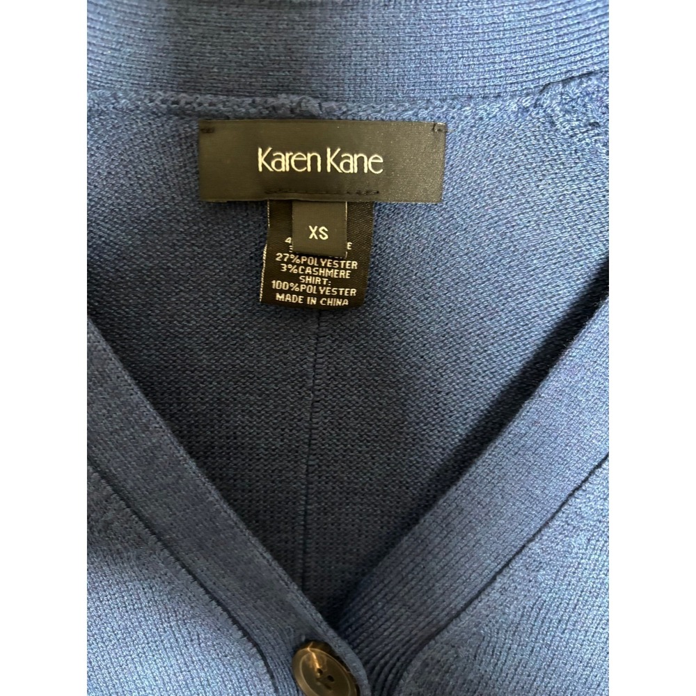 NWT Karen Kane Layered Sweater Cardigan Cashmere Blend Blue White Shirt Hem XS - Picture 5 of 6